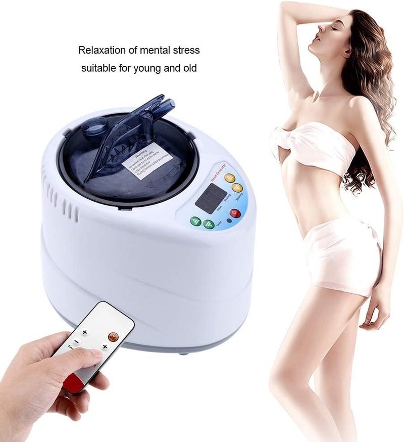 klarako Sauna Steamer, 2L Portable Sauna Steamer Pot Home Spa Fumigation Machine Stainless Steel Steam Generator with Remote Control (110V) - Image 2