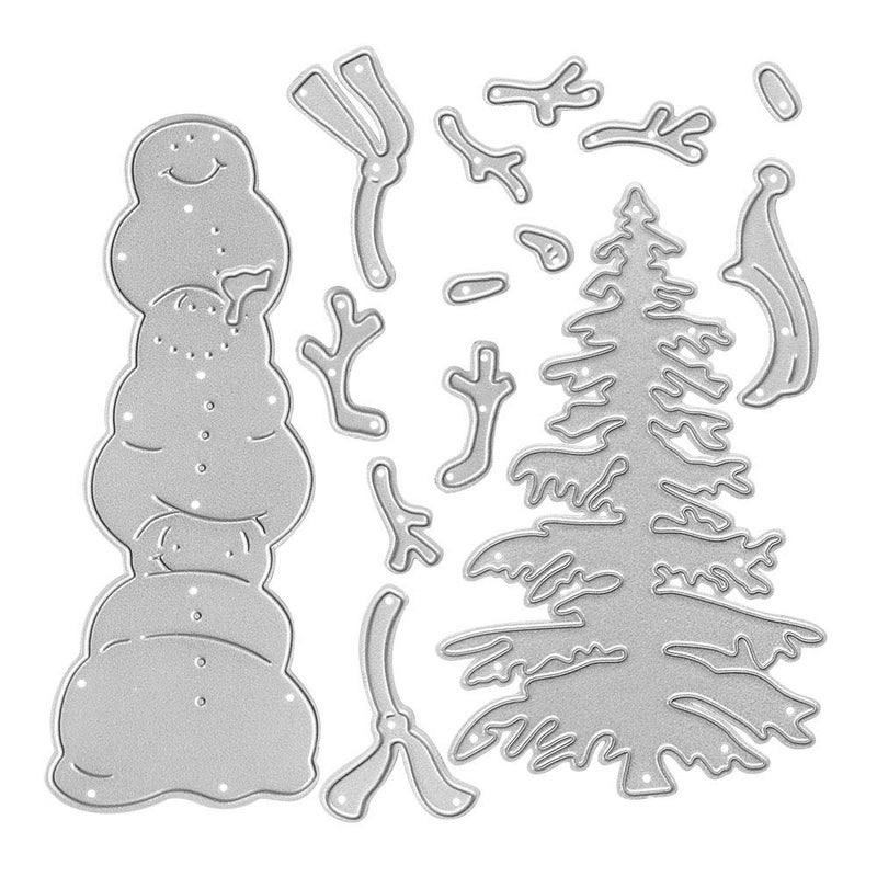 Metal Three Snowmen Cutting DiesChristmas Trees Die Cuts Embossing Stencils Template Mould for DIY Scrapbooking Album Decorative Paper Dies Card Making
