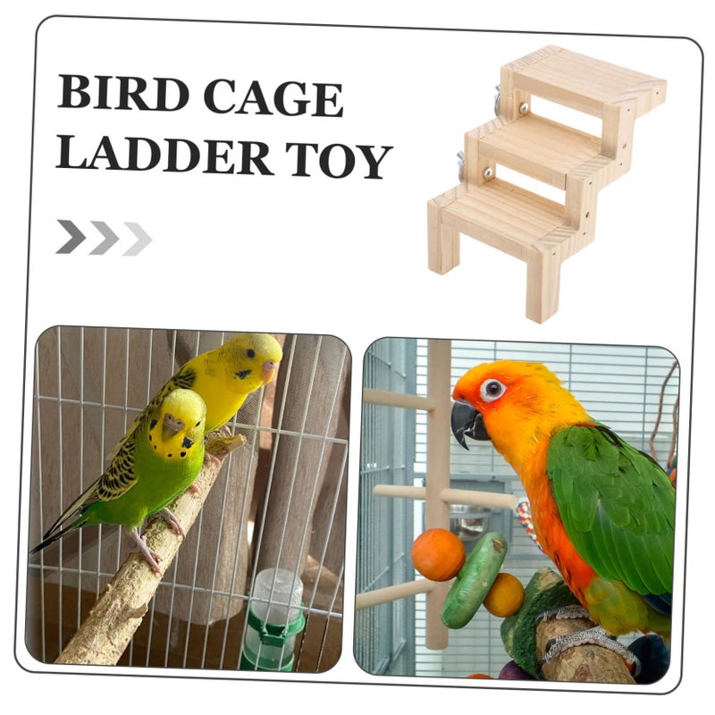 Z Shaped Wooden Ladder Climbing Toy Rest Platform For Parrots Bird Cage - Image 4