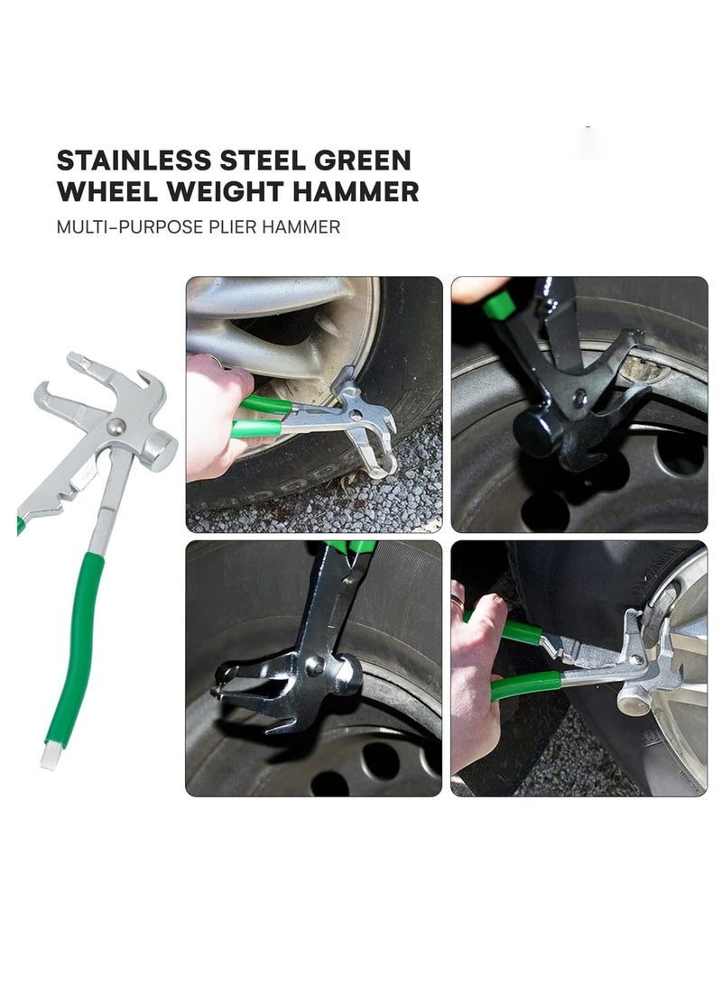 Zikra Wheel Weight Tool,  Heavy Duty Wheel Weight Hammer, Versatile Wheel Weight Pliers, Wheel Balancing Tool Hammer Plier,  with Rust-Resistant Stainless Steel Construction, Cutting Blade and V Notch - Image 2