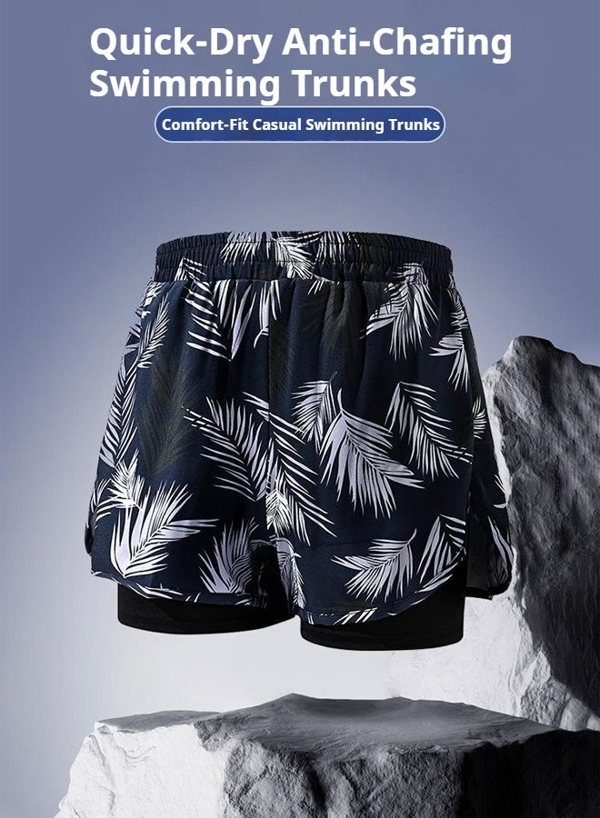 YUKE Men's Running Shorts, Men's Quick-Drying Workout Running Shorts, 2-in-1 Invisible Shorts, Multifunctional Gym Yoga Outdoor Sports ShortXXL - Image 2