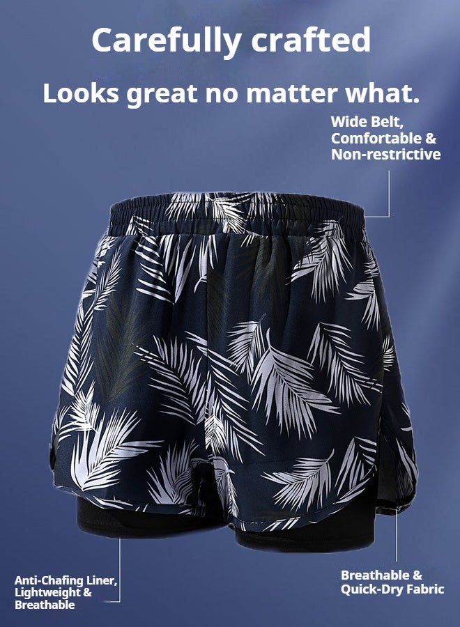 YUKE Men's Running Shorts, Men's Quick-Drying Workout Running Shorts, 2-in-1 Invisible Shorts, Multifunctional Gym Yoga Outdoor Sports ShortXXL - Image 3