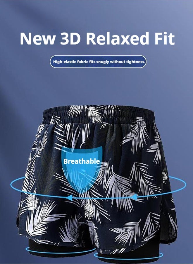 YUKE Men's Running Shorts, Men's Quick-Drying Workout Running Shorts, 2-in-1 Invisible Shorts, Multifunctional Gym Yoga Outdoor Sports ShortXXL - Image 5