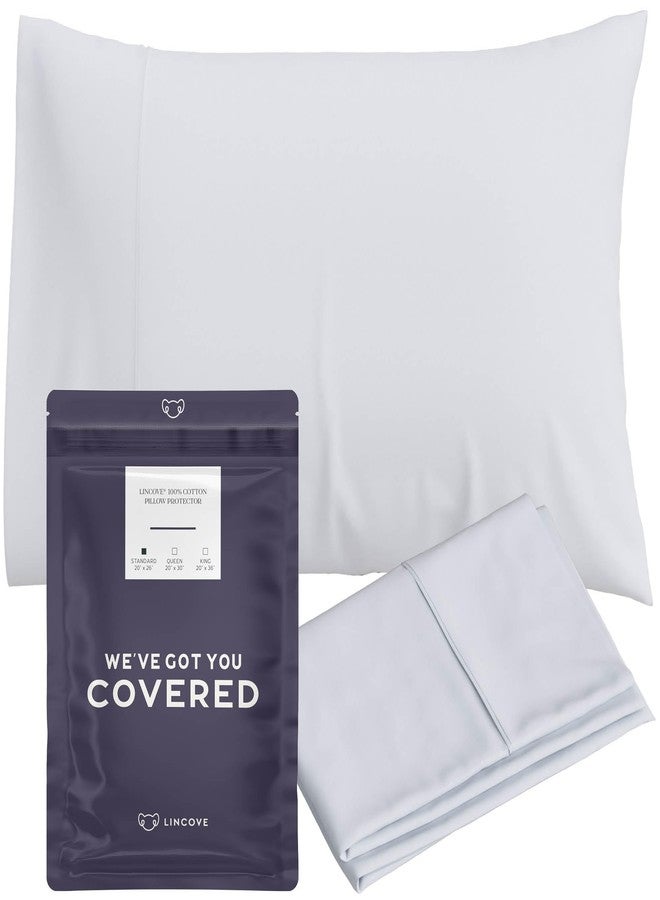 لينكوف غطاء وسادة لينكوف من الساتان القطني 100% - قطن فاخر بعدد خيوط 500 | غطاء وسادة ناعم ومتين، جديد ومُحسّن، مقاس قياسي، 20 بوصة × 26 بوصة - يتضمن غطاء وسادة واحد - Image 1