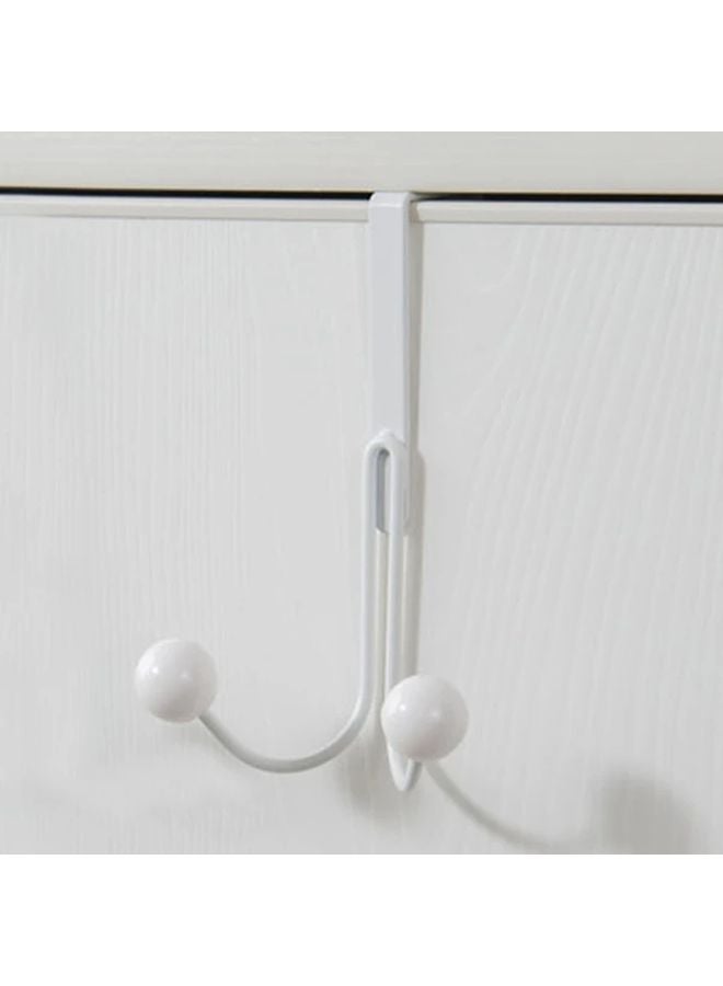 White Heavy Duty Double Headed Door Hook Nail Free No Drill Wardrobe Hanger - Image 1