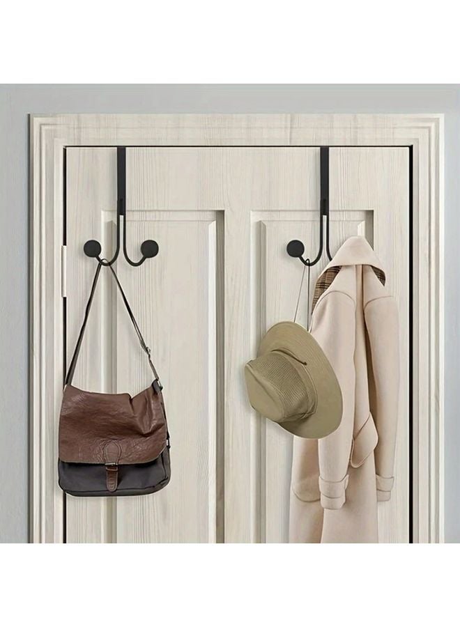 White Heavy Duty Double Headed Door Hook Nail Free No Drill Wardrobe Hanger - Image 2