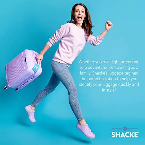 Shacke Initial Luggage Tag with Full Privacy Cover and Stainless Steel Loop - Aqua Teal (Letter N) - Image 3