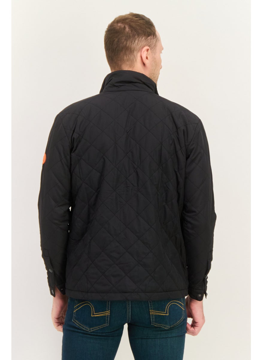 D RT Men Quilted Long Sleeve Jacket, Black  - Image 3