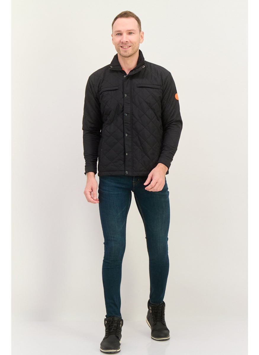 D RT Men Quilted Long Sleeve Jacket, Black  - Image 4