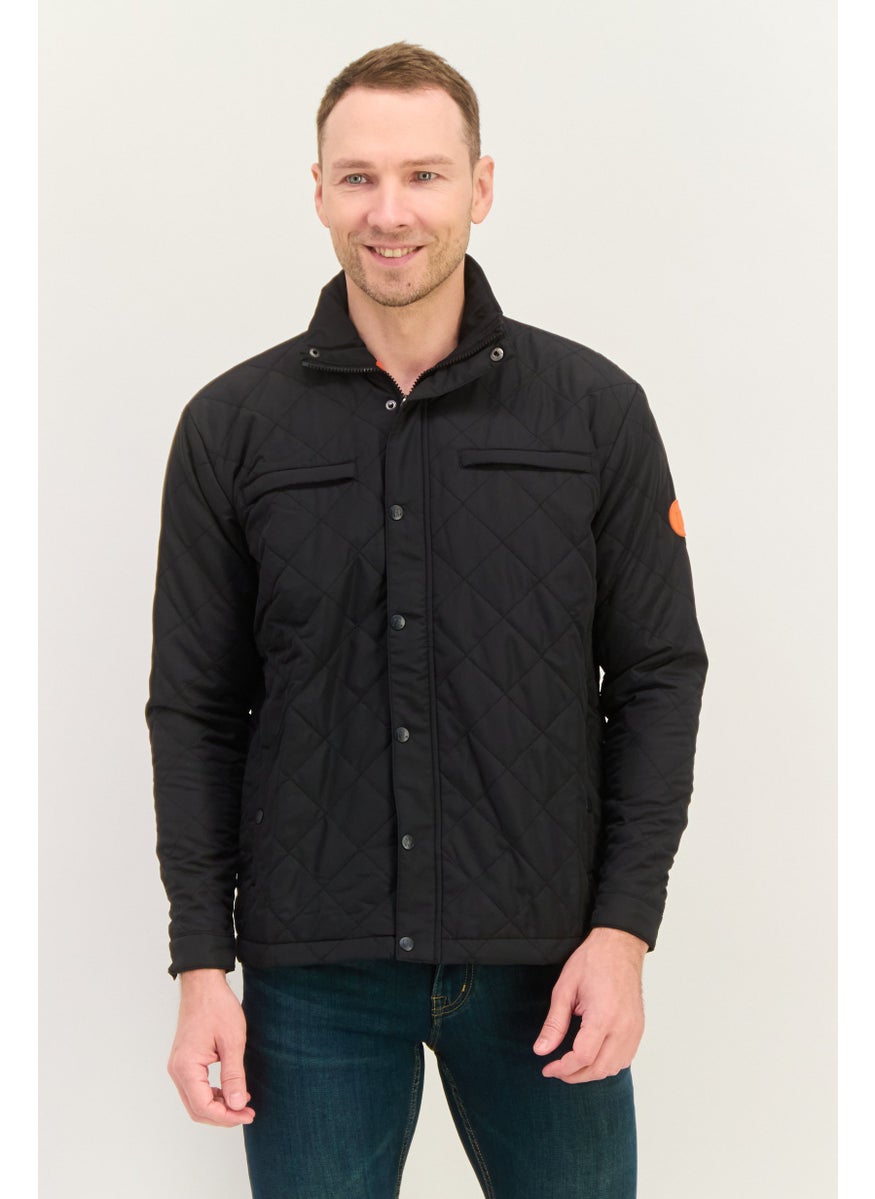 D RT Men Quilted Long Sleeve Jacket, Black  - Image 1