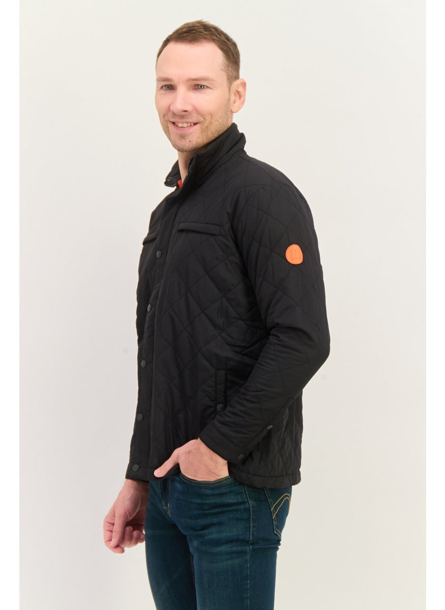 D RT Men Quilted Long Sleeve Jacket, Black  - Image 2