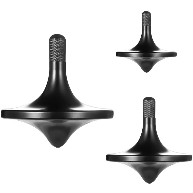 CHEETOP Stainless Steel Spinning Top Premium Exquisite Perfect Balance Well Made Metal Desk EDC Little Fidget Toy Spin Long Time Over 6 Minutes Great Value Black 3PCS Large  Medium  Small - Image 3