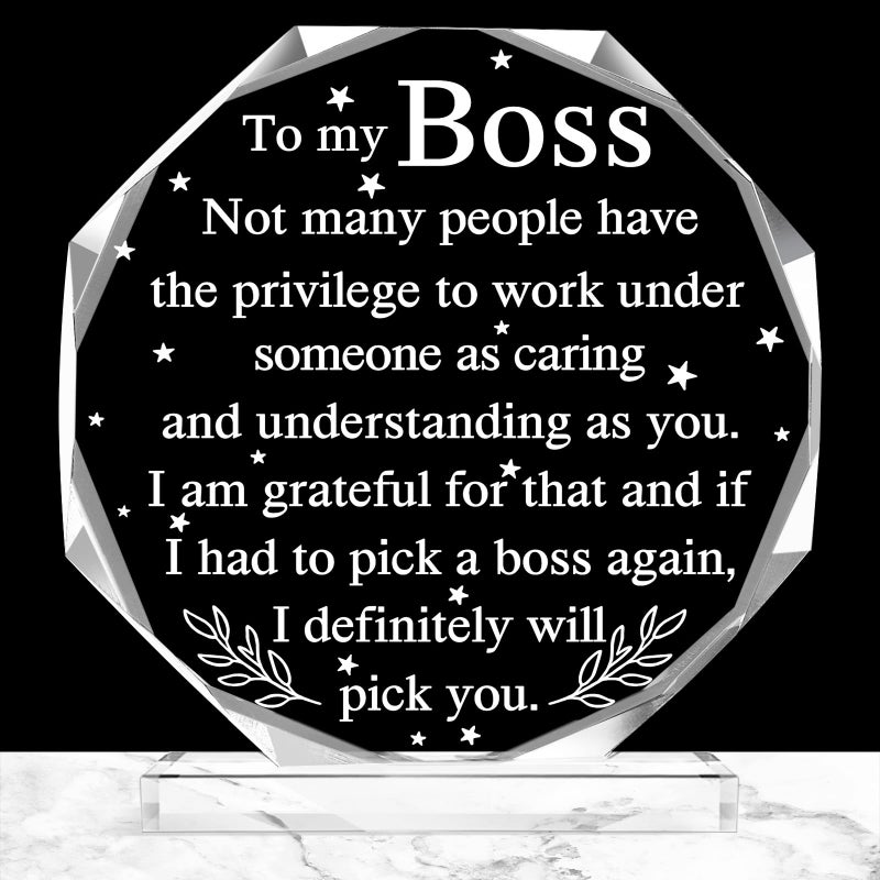 Soaoo Valentines Day Boss Gifts for Women Men Coworkers Employee Appreciation Gifts Acrylic Plaque Desk Office Birthday Decor for Female Sign Lady Staff Leader Manager Desk AccessoriesBoss