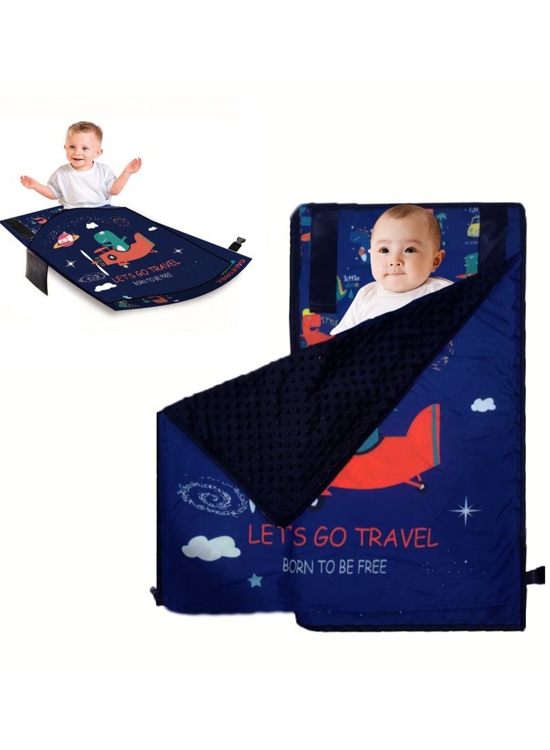 XiuWoo Toddler Airplane Bed,Kids Airplane Bed with Quilt for Kids,Safe and Cozy Airplane Bed for Toddlers,Bunk Airplane seat Extender for Kids,Toddler Airplane Travel Essentials - Image 1