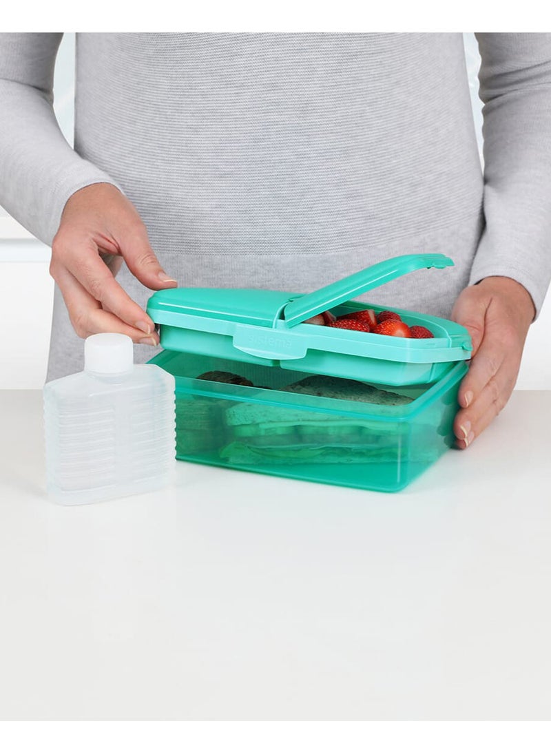 Sistema Slimline Quaddie Lunch Box 1.5L Green – BPA Free Lunch Container with Multi Compartments, Leak-Resistant Food Storage Box for School, Office, Meal Prep, Travel & Everyday Lunches - Image 3