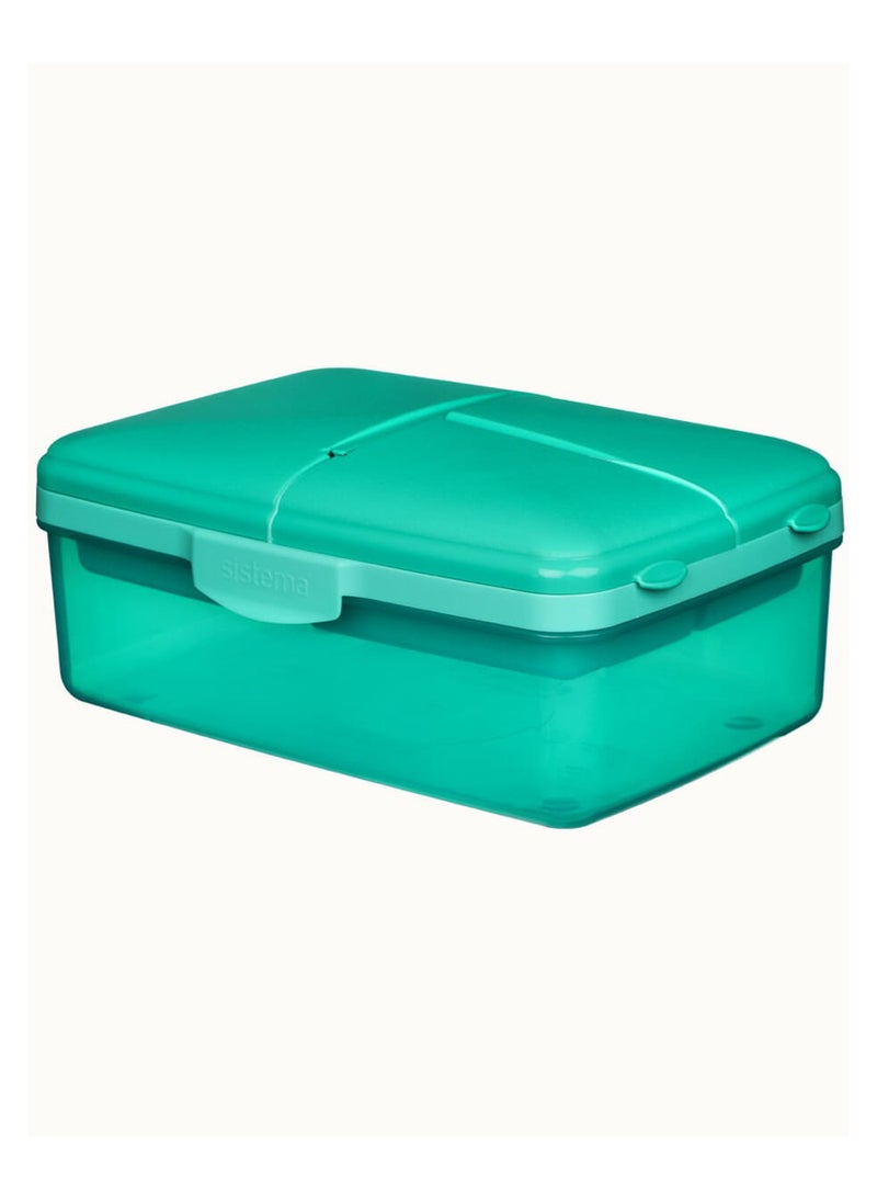 Sistema Slimline Quaddie Lunch Box 1.5L Green – BPA Free Lunch Container with Multi Compartments, Leak-Resistant Food Storage Box for School, Office, Meal Prep, Travel & Everyday Lunches - Image 2