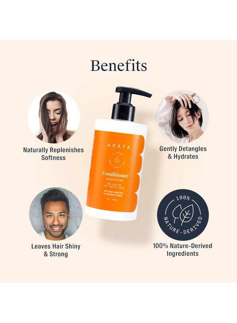 ARATA Paraben & Silicon Free Hair Conditioner -300 Ml | With Maple, Sugarcane & Blueberry Extracts | Vegan & Cruelty-Free for Healthy & Smooth Hair | For Women & Men - Image 3