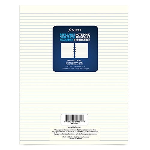 Filofax Notebook Ruled Paper Refill, 10.875 x 8.5 inches, 32 Sheets (B112008U) - Image 2