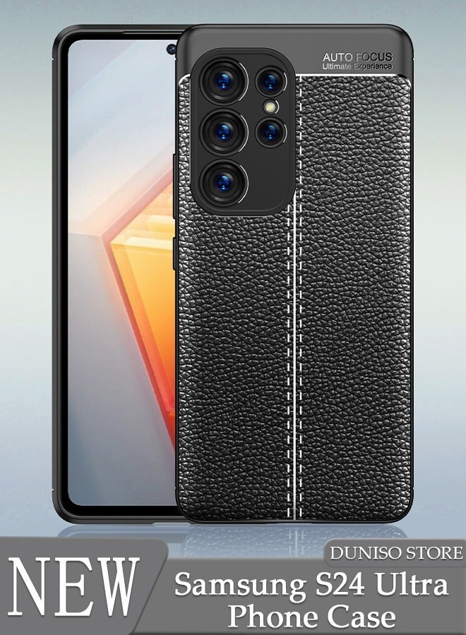DUNISO Samsung Galaxy S24 Ultra Phone Case Full Body Protective Phone Cover Anti-fall Anti-fingerprint Leather Phone Case for Samsung Galaxy S24 Ultra 5G Phone Case - Image 1