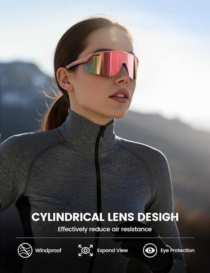Lamicall Polarized Sports Sunglasses for Men and Women - Ultralight UV400 Protection in Pink - Image 2