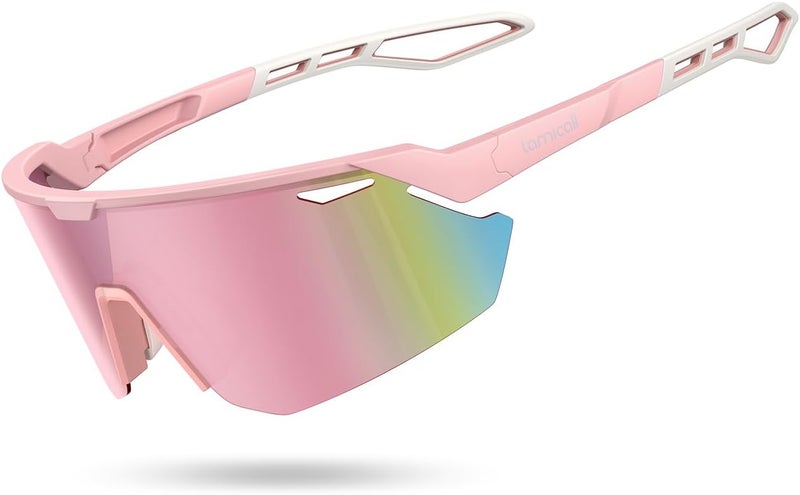 Lamicall Polarized Sports Sunglasses for Men and Women - Ultralight UV400 Protection in Pink - Image 1