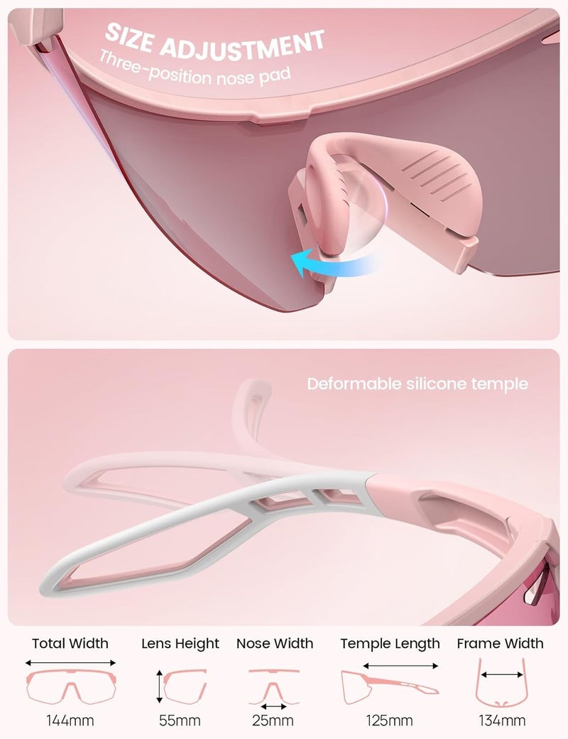 Lamicall Polarized Sports Sunglasses for Men and Women - Ultralight UV400 Protection in Pink - Image 5