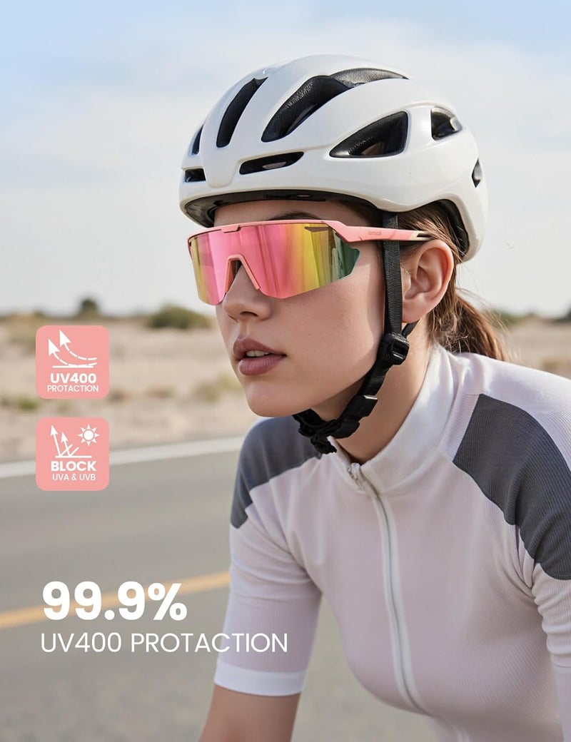Lamicall Polarized Sports Sunglasses for Men and Women - Ultralight UV400 Protection in Pink - Image 4