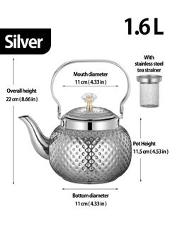LOOPITYS 1.6L food grade stainless steel teapot is sturdy and durable, suitable for household and household items, and easy to enjoy the fun of brewing tea  - Image 2