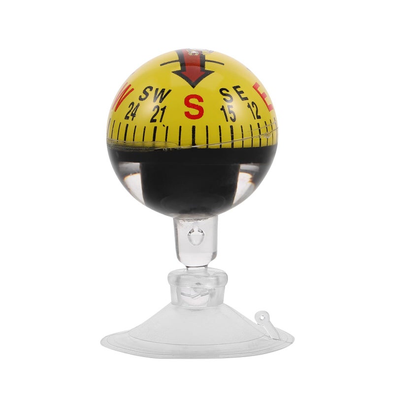Yellow Car Dashboard Compass with Suction Cup 38mm Plastic for Vehicle and Outdoor Navigation - Image 2