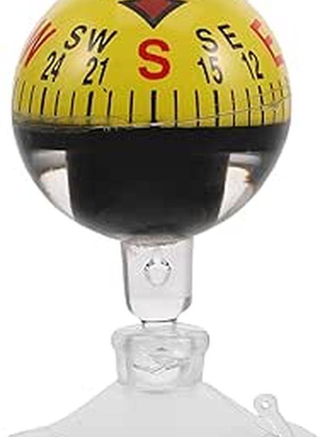 Yellow Car Dashboard Compass with Suction Cup 38mm Plastic for Vehicle and Outdoor Navigation - Image 1