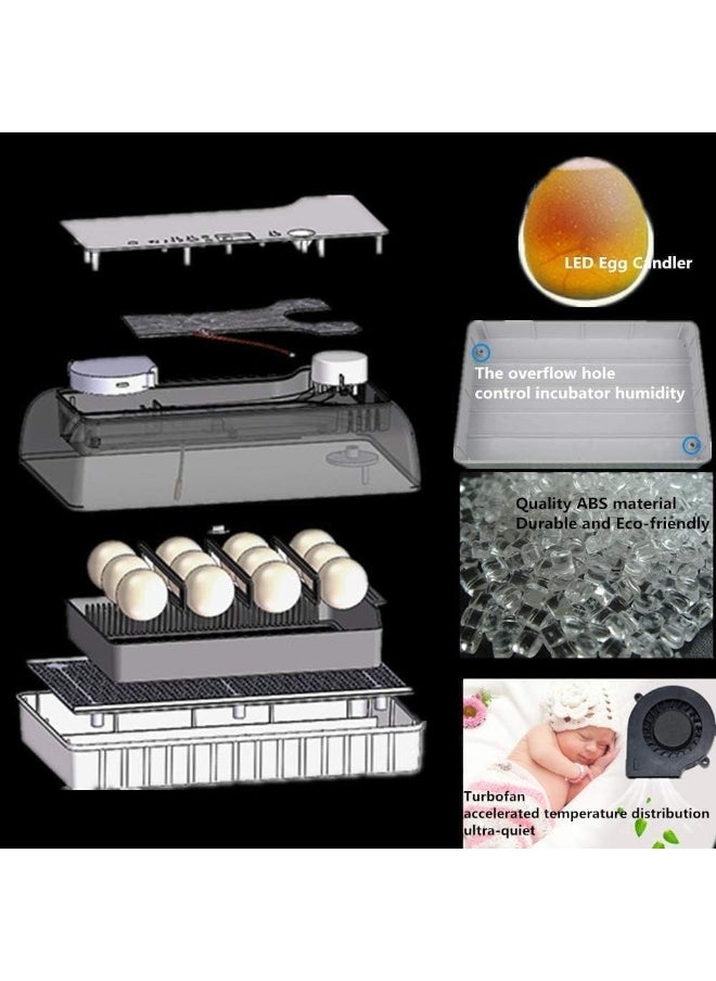 TANGBLIB - Digital Automatic Egg Incubator,Hatching Machine for Eggs Duck Birds Home Use,High-Efficiency Led Lighting Grey - Image 1