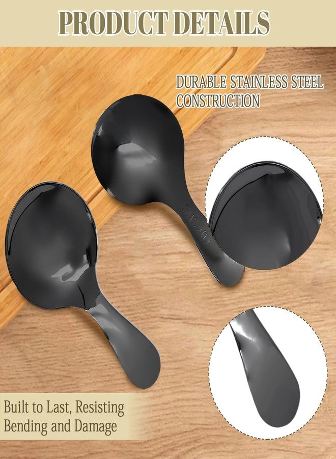 SOVNSG 5 Pack Short Handle Scoops, Stainless Steel Mini Scoops Small Spoons, Versatile Spoons for Canisters/Coffee Tea Desserts（Black） - Image 3