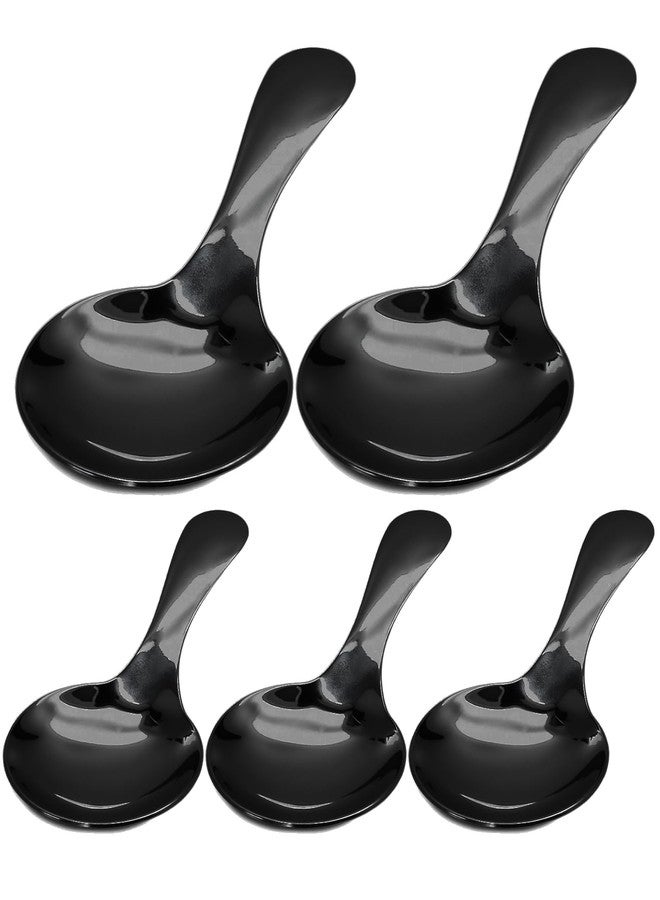 SOVNSG 5 Pack Short Handle Scoops, Stainless Steel Mini Scoops Small Spoons, Versatile Spoons for Canisters/Coffee Tea Desserts（Black） - Image 1