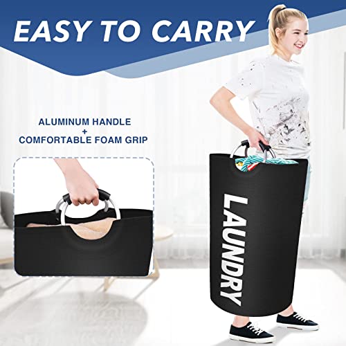 EpicTotes 90L Large Laundry Basket, Freestanding Waterproof Laundry Hamper, Collapsible Folding Tall Clothes Hamper, Easy Carry with Foam Protected Aluminum Handles for Dorm, Family, Travel (Black) - Image 5