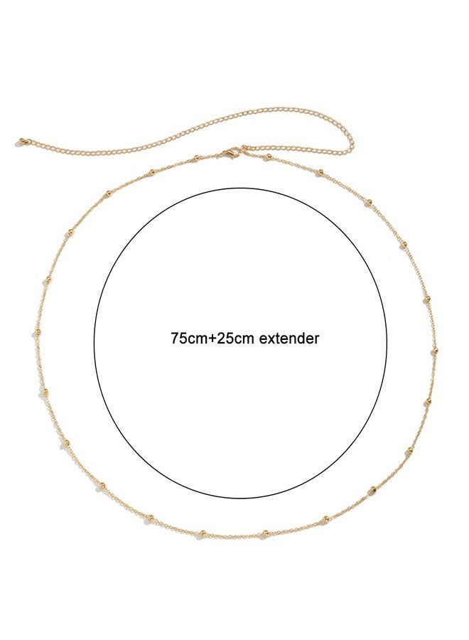 HOOTO Metal Waist Chain for Women Girls Adjustable Body Link Belt Fashion Belly Jewelry 4 Pieces Belly Waist Chain, Summer Body Beach Jewelry for Jeans Dresses (Gold) - Image 3