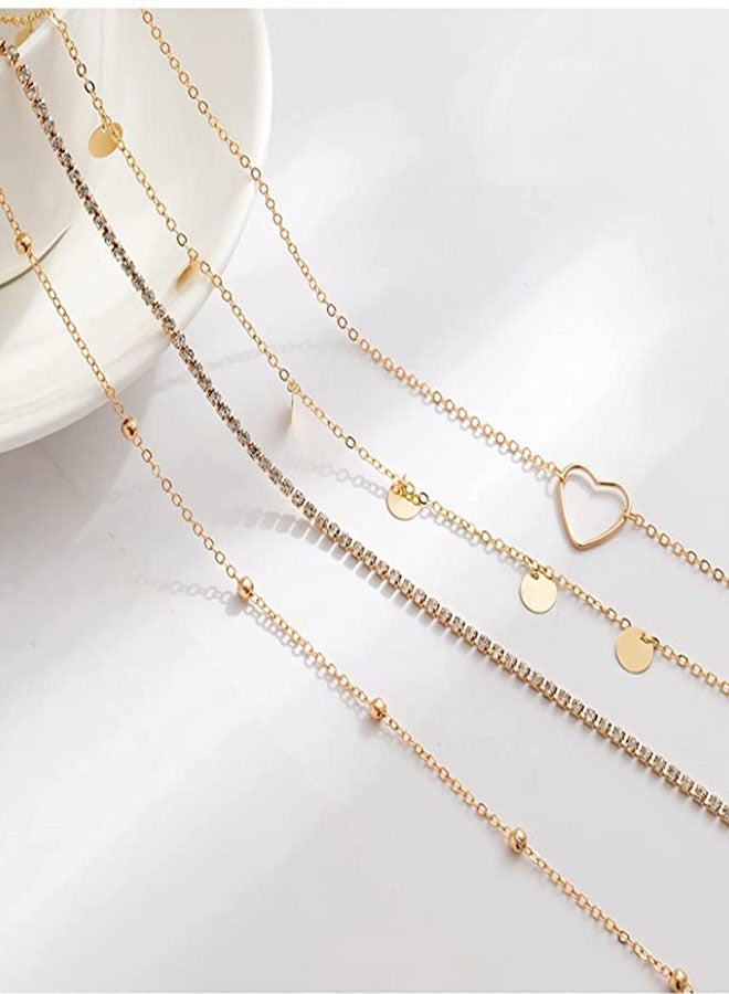 HOOTO Metal Waist Chain for Women Girls Adjustable Body Link Belt Fashion Belly Jewelry 4 Pieces Belly Waist Chain, Summer Body Beach Jewelry for Jeans Dresses (Gold) - Image 4