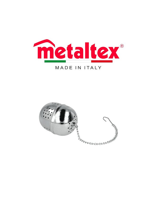 Metaltex كرة شاي ميتالتكس من الفولاذ المقاوم للصدأ 40x54 مم، مصفاة شاي أوراق فضفاضة بسلسلة وخطاف، فلتر شاي شبكي قابل لإعادة الاستخدام - Image 2
