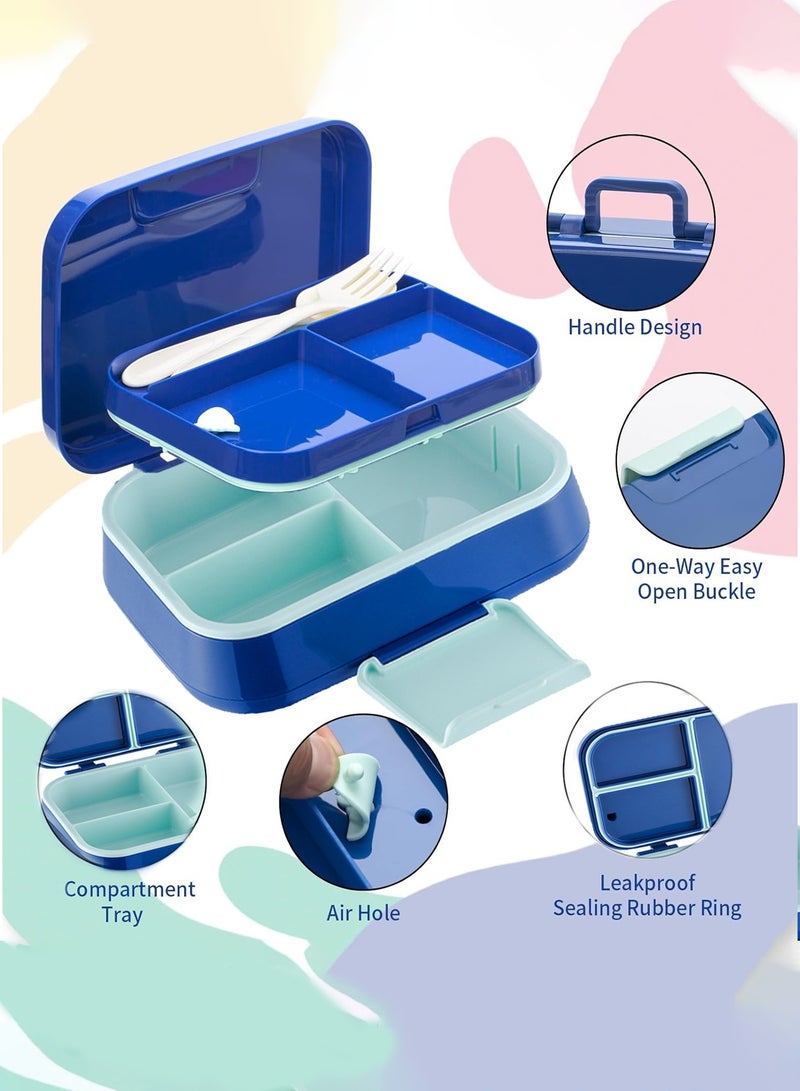 CUBEXELL Bento Box For Kids,Adult Lunch Box,Containers For Adults Men Women With 3 Compartments,Lunchable Food Container With Utensils, Sauce Jar, Microwave & Dishwasher Safe - Image 3