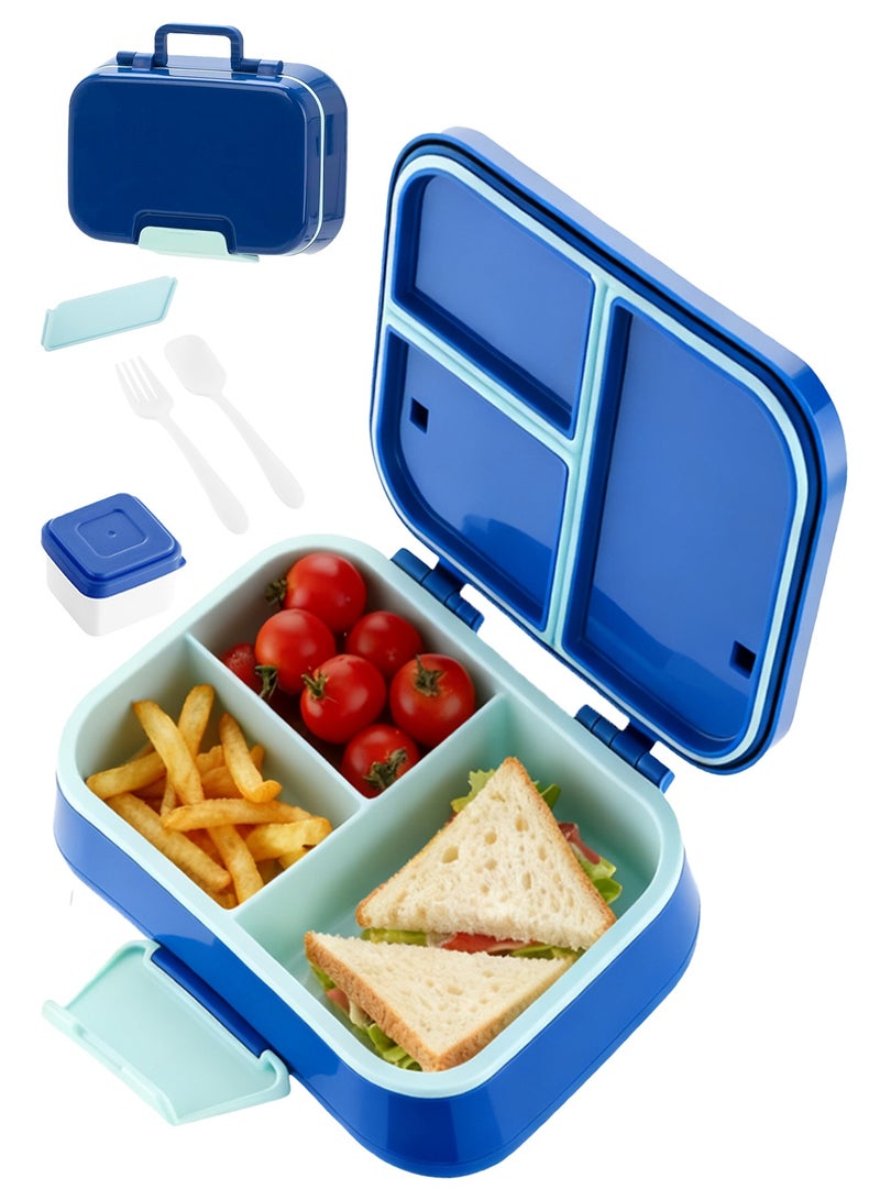 CUBEXELL Bento Box For Kids,Adult Lunch Box,Containers For Adults Men Women With 3 Compartments,Lunchable Food Container With Utensils, Sauce Jar, Microwave & Dishwasher Safe - Image 1