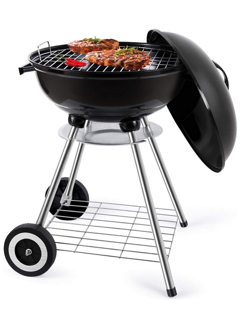 DubaiGallery Portable BBQ Stand Set with Lid, Grill & Wheels – Lightweight Charcoal Barbecue Grill with Lid, Easy to Assemble Indoor and Outdoor Grill Perfect for Camping & Tailgating - Image 1