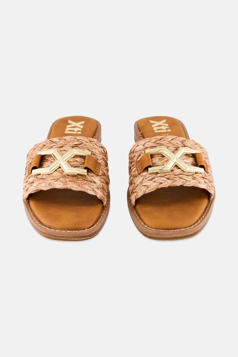 Xti Women Slip On Leather Flats, Camel - Image 4