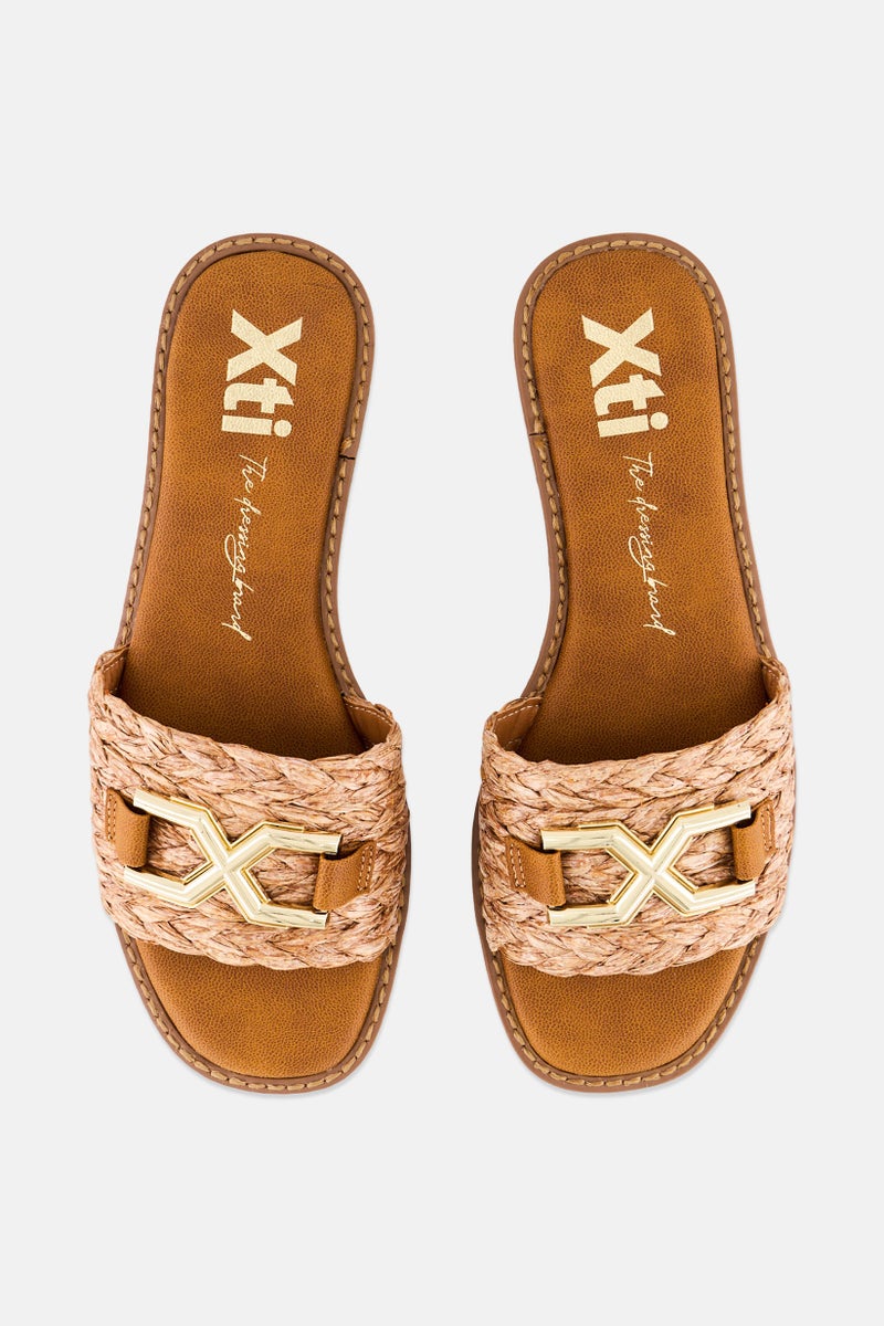 Xti Women Slip On Leather Flats, Camel - Image 3