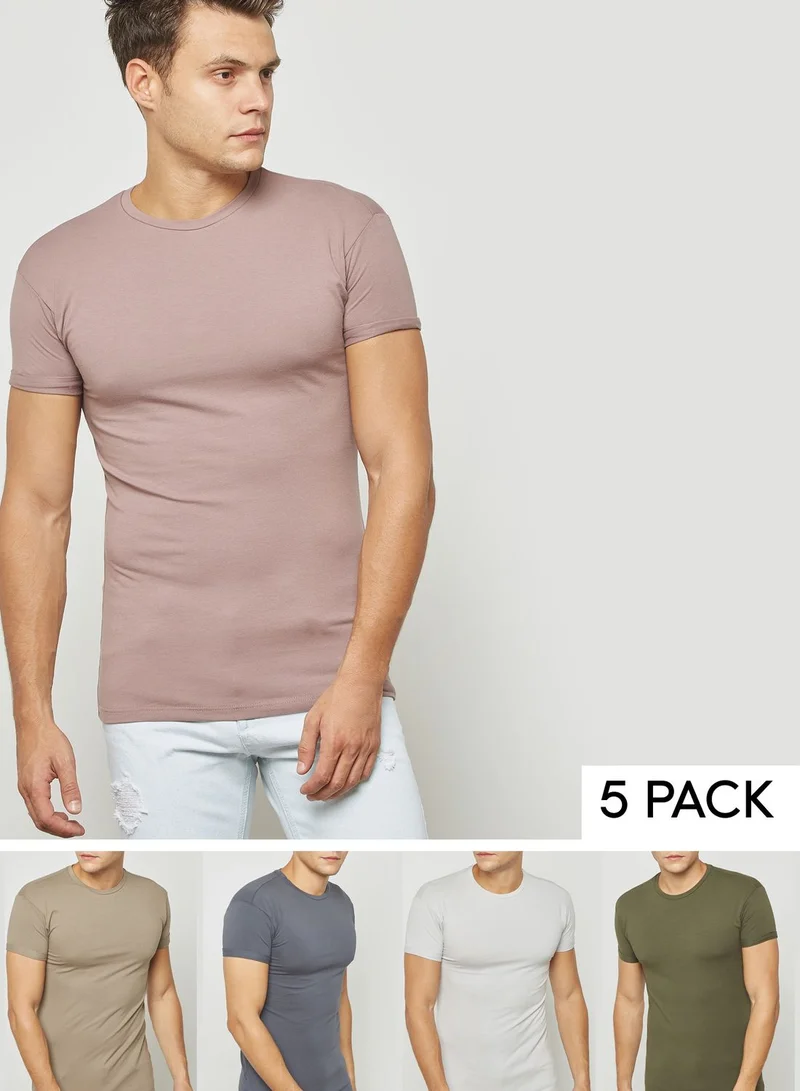 TOPMAN 5 Pack Ultra Muscle Fit T-Shirt