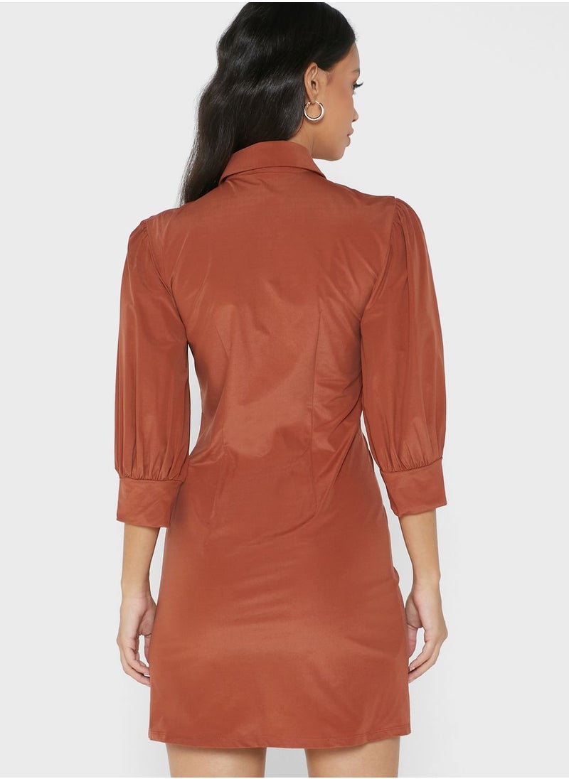 MANGO - Ruched Shirt Dress - Image 1