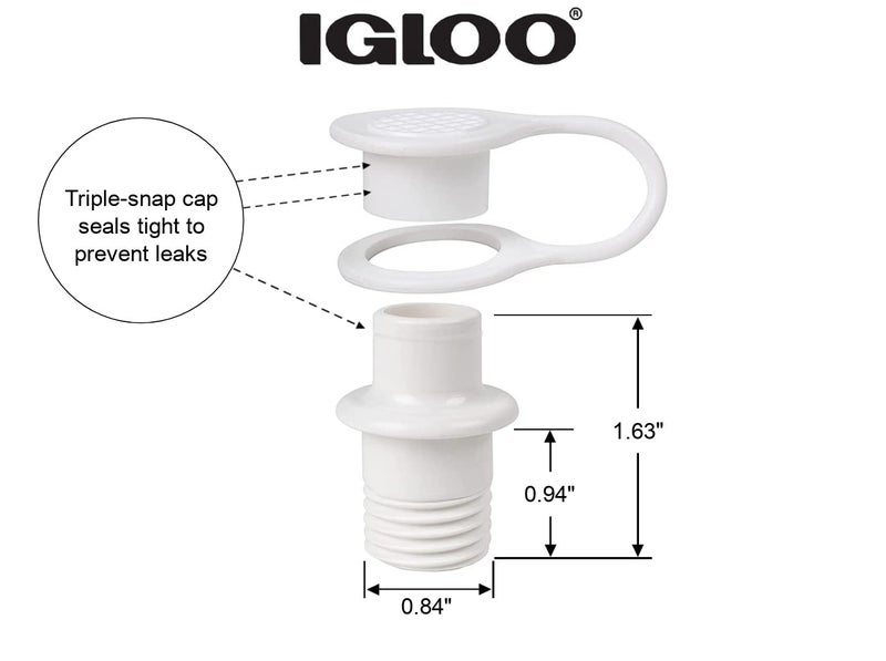 Igloo Cooler Replacement Standard Triple Snap Drain Plug (2pk) - Image 2