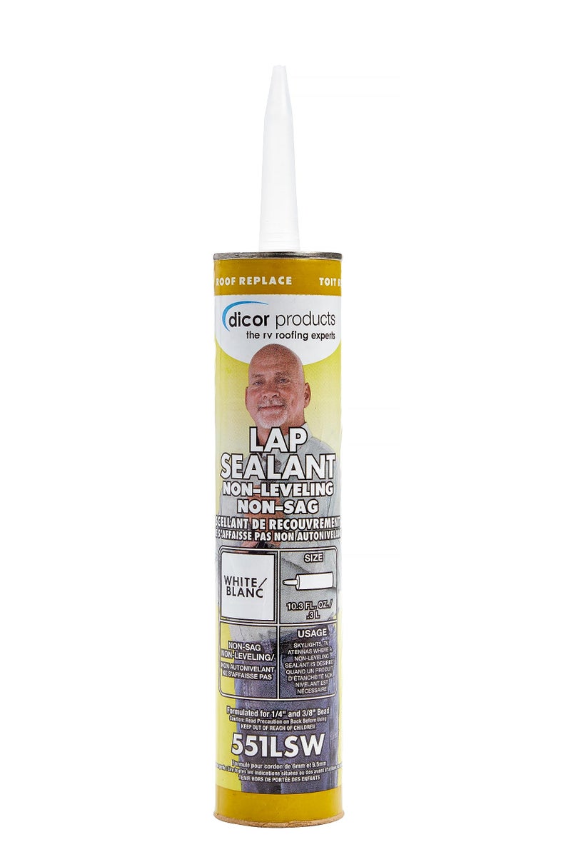Dicor 551LSW-1 HAPS-Free NON-Leveling Lap Sealant - 10.3 Oz, White, Secure, Ideal for RV Roofing, Maintenance, Repair, Appliance Application - Image 1