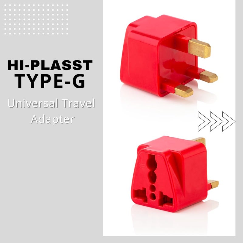 HI PLASST PINS N PLUGS HiPlasst India to UK Adapter TypeG Plug 10pcs Pack UK Travel Converter for Indian Plugs for use in Dubai Singapore Hong Kong Maldives Compact Durable Red - Image 2