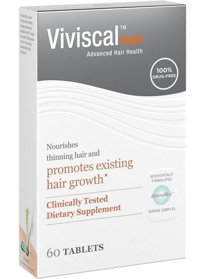 Viviscal Men'S Hair Growth Supplements For Thicker, Fuller Hair Clinically Proven With Proprietary Collagen Complex, 60 Tablets - 1 Month Supply 