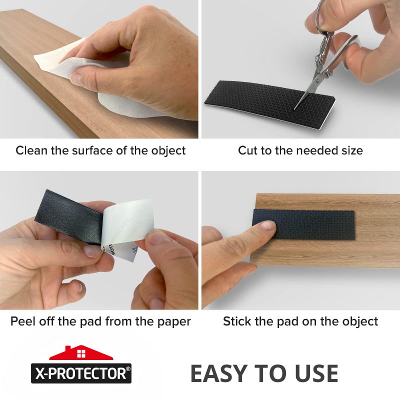X-Protector Rubber Strip - 8 PCS Non Slip Pads - Black Universal Grip Strips - Self-Adhesive - Premium Feet for Keyboard, Appliances - Image 5