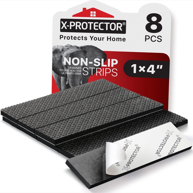 X-Protector Rubber Strip - 8 PCS Non Slip Pads - Black Universal Grip Strips - Self-Adhesive - Premium Feet for Keyboard, Appliances - Image 1